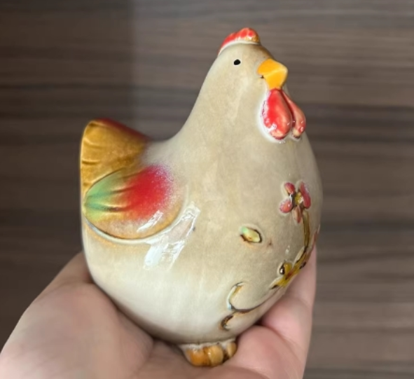 陶瓷小鸡家居摆件工艺品一对